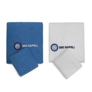 set 1+1 asciugamani viso+ospite spugna idrofila SSC Napoli bianco e azzurro.jpg